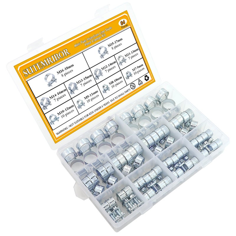 Sutemribor 10 Sizes Mini Fuel Injection Line Style Hose Clamps Assortment Kit (84 PCS) - Image 2